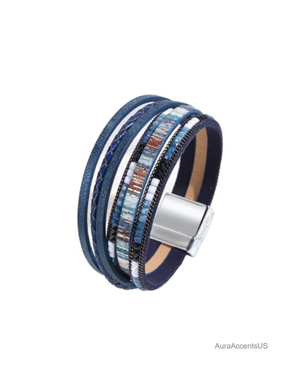 Handmade Braided Boho Leather Wrap Bracelet for Women Multilayer Cuff Wristband